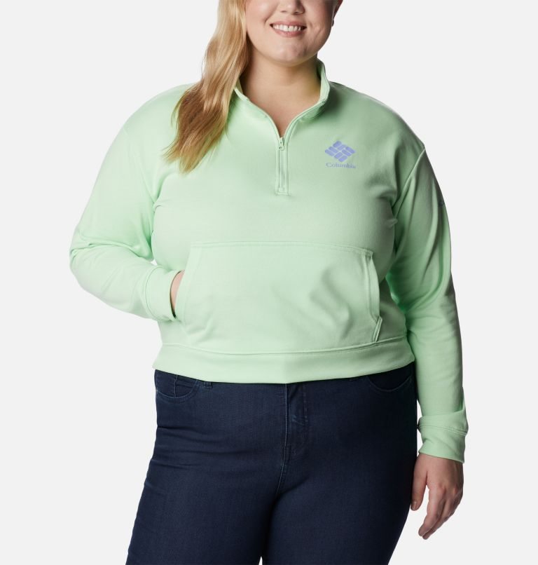 Hanorace Columbia Trek French Terry Half Zip Dama Verde Menta | Plus Size VQSAQZM07